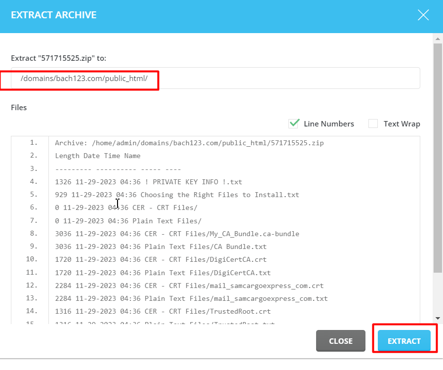 Chọn "Extract" để giải nén file