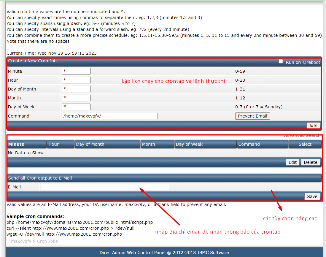 Cách tạo Cronjob trên Direct Admin
