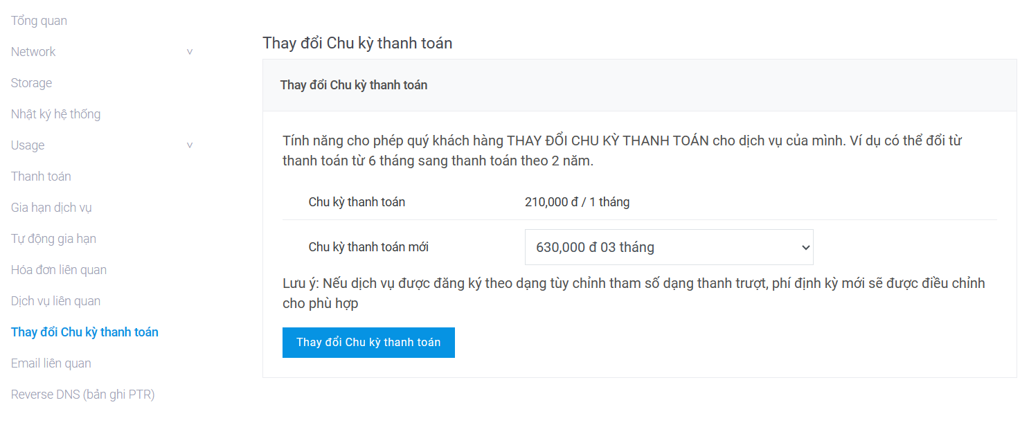 Thay đổi chu kỳ thanh toán