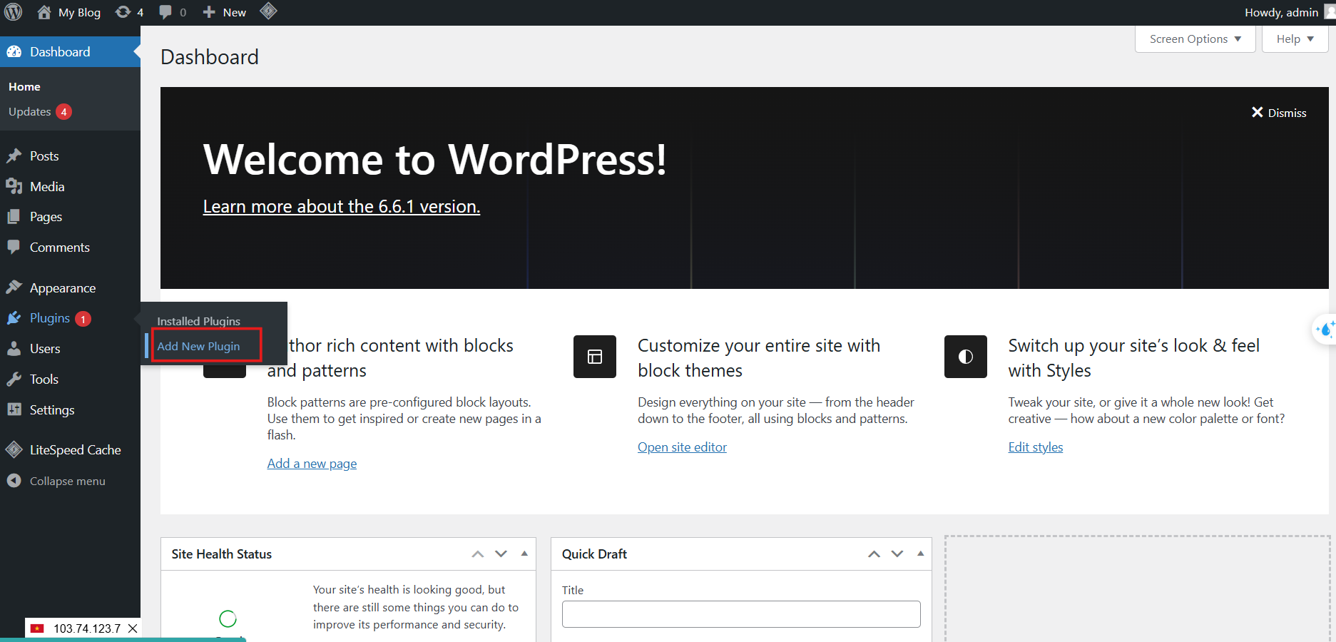 Add New Plugins trong WordPress