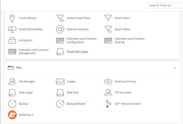 Chọn File Manager ở mục Files