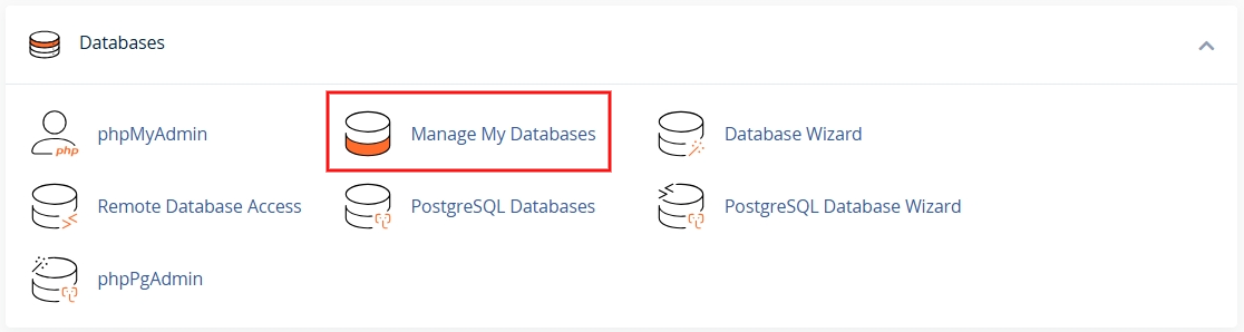 Chọn Manage My Databases