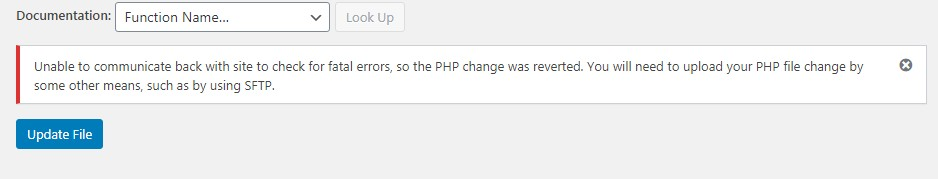 Lỗi không thể cập nhật code PHP trên WordPress