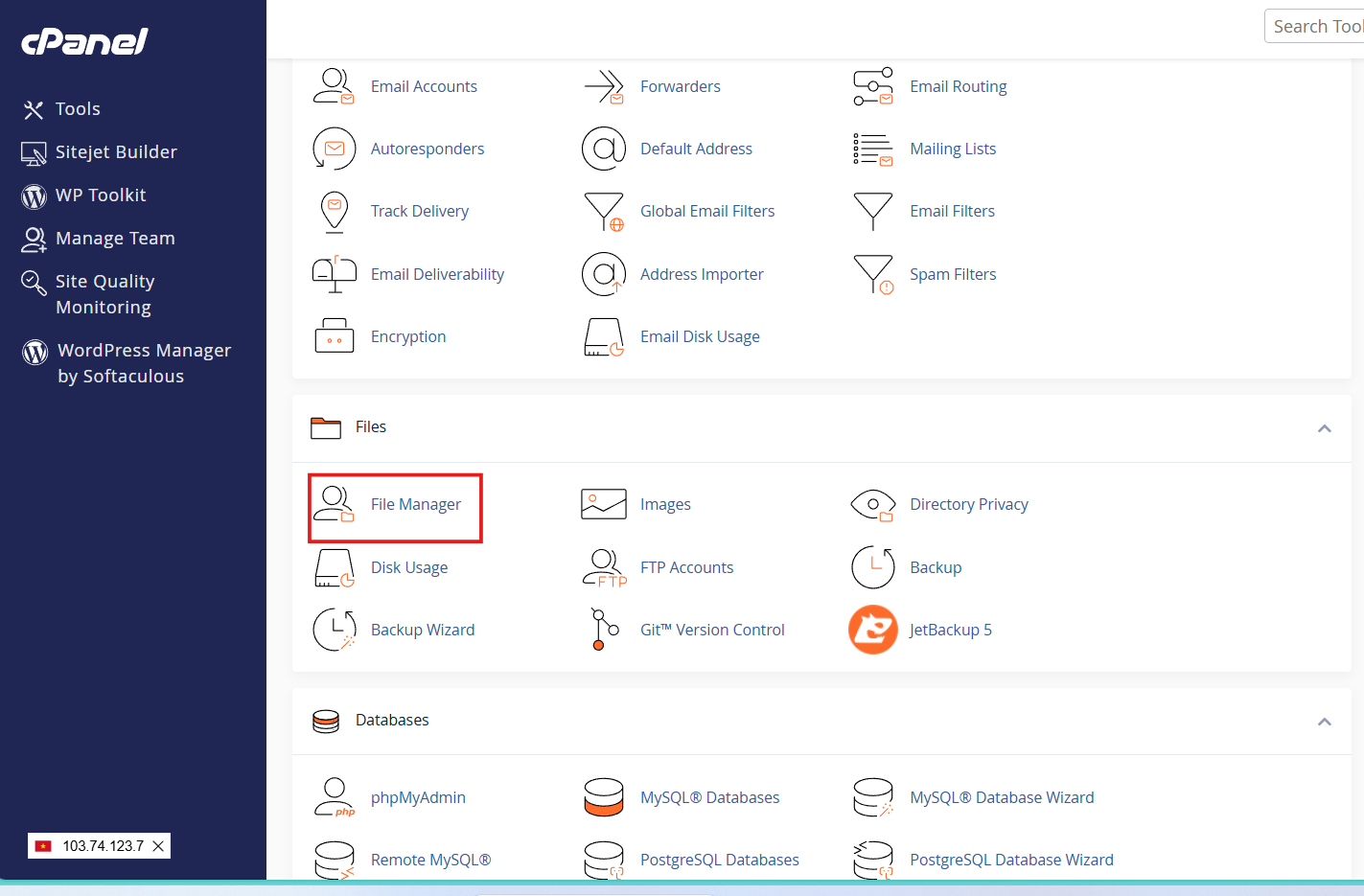 Truy cập cPanel và vào File Manager